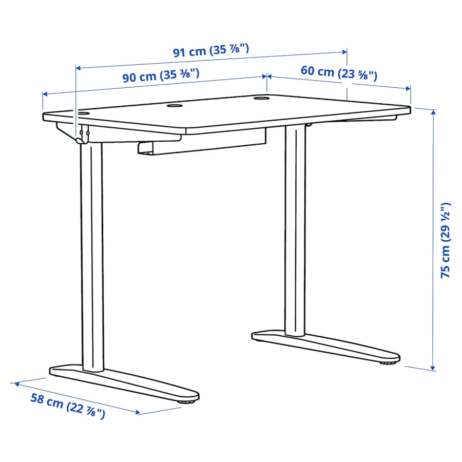 Письменный стол с ящиками - IKEA RELATERA/РЕЛАТЕРА ИКЕА, белый/зеленый (изображение №3)