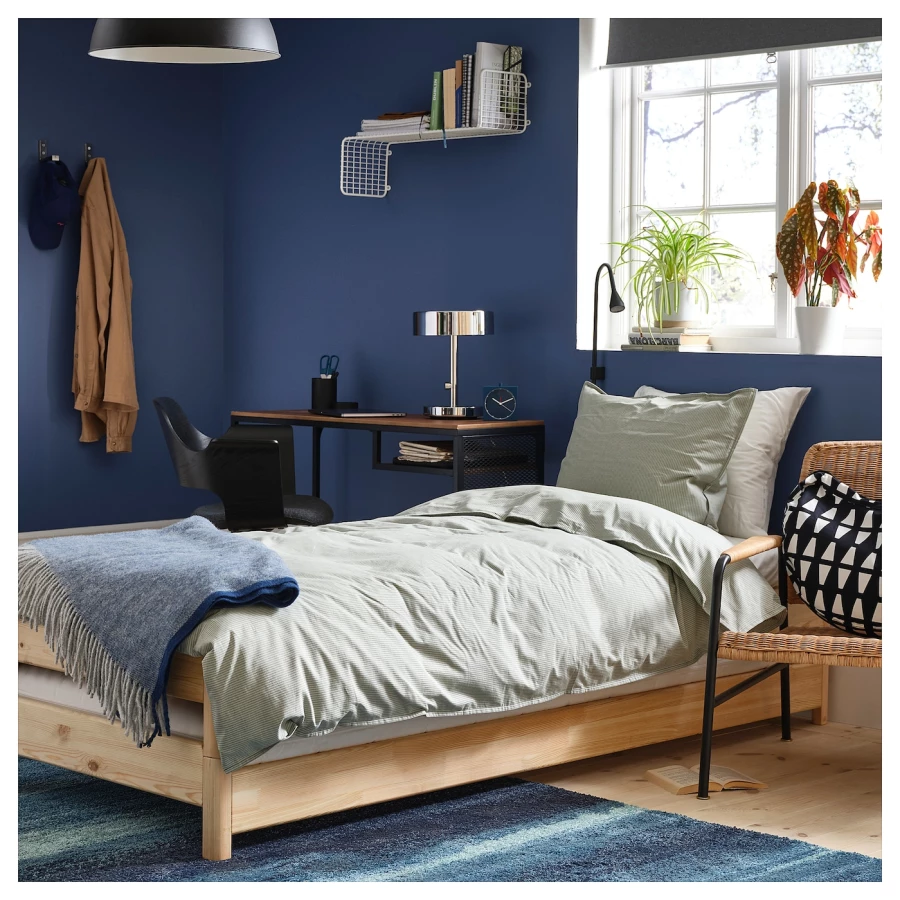Складная кровать с 2 матрасами - IKEA UTÅKER/UTAKER, 200х80 см, матрас жесткий, сосна, УТОКЕР ИКЕА (изображение №8)