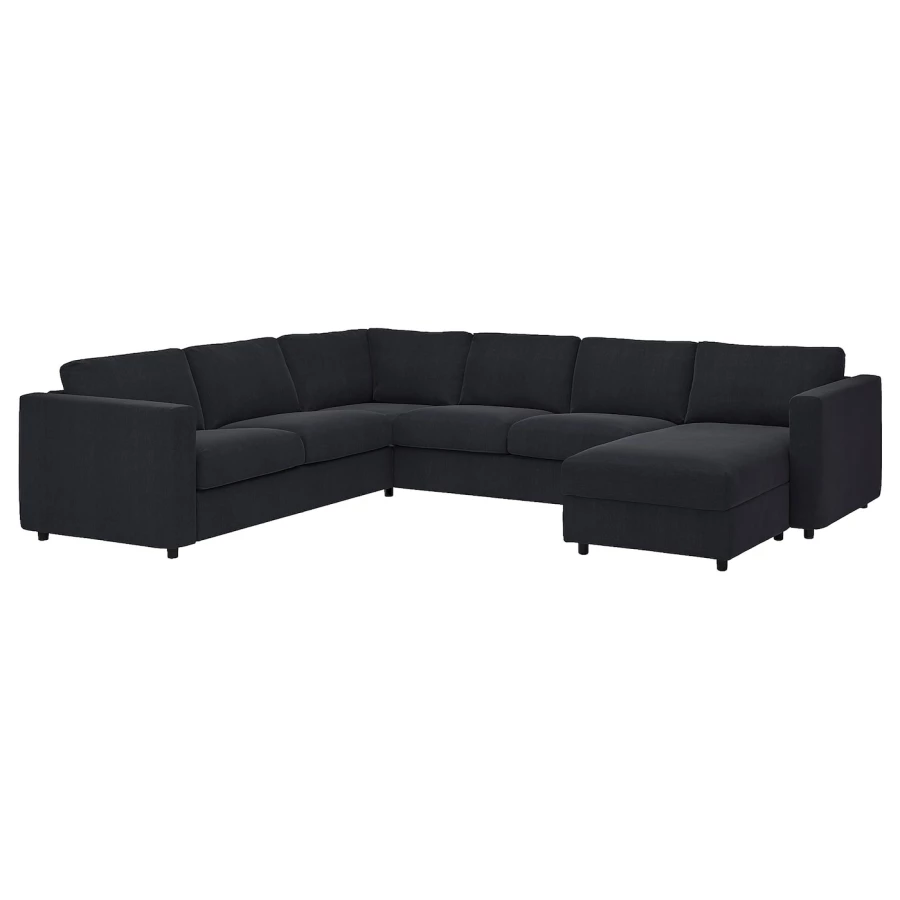 Чехол на угловой диван с шезлонгом - IKEA VIMLE/ВИМЛЕ ИКЕА, черный (изображение №1)