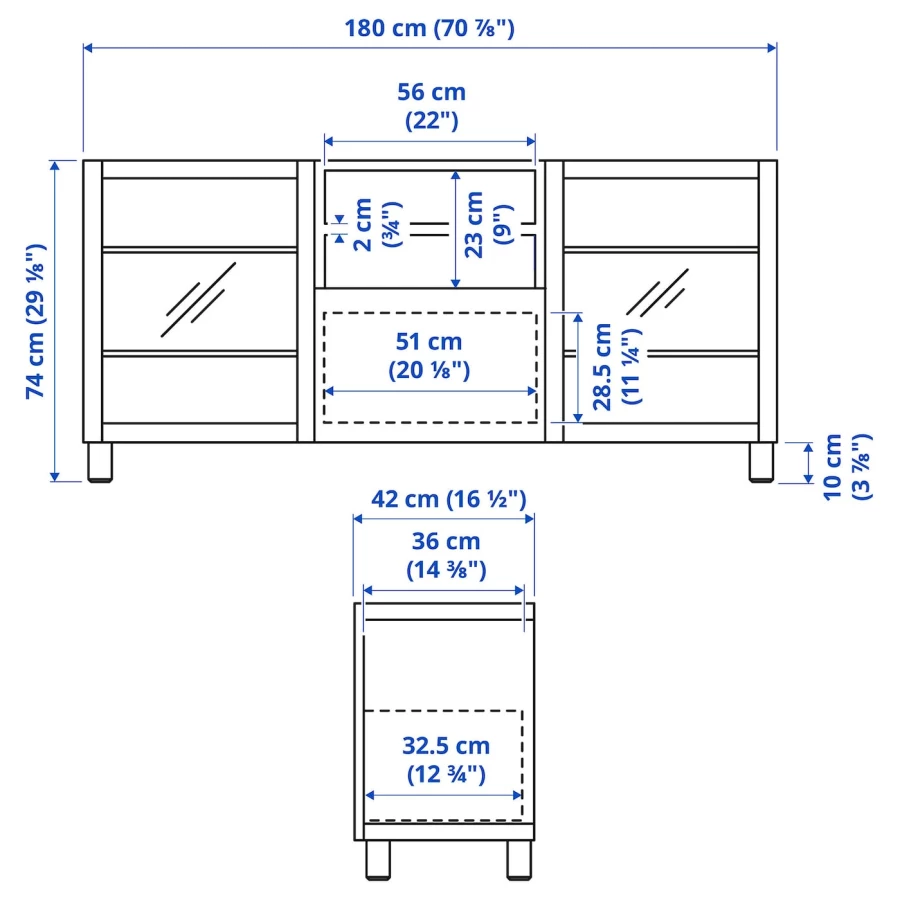 Тумба под ТВ - IKEA BESTÅ/BESTA, 180x42x74 см, белый, Бесто ИКЕА (изображение №9)