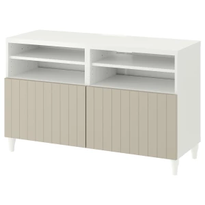 Тумба под ТВ с дверцами - IKEA BESTÅ/BESTA/БЕСТО ИКЕА, 42х74х120 см, белый/серый