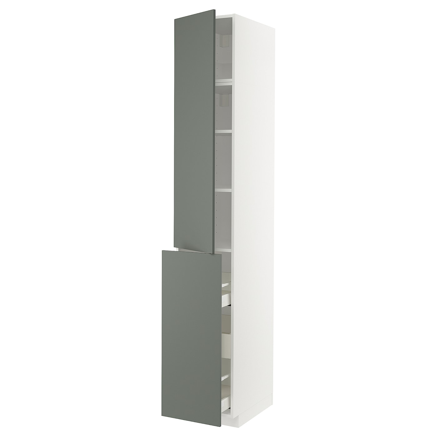 Высокий шкаф - IKEA METOD/MAXIMERA/МЕТОД/МАКСИМЕРА ИКЕА, 240х60х40 см, белый/темно-серый