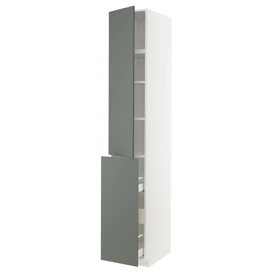 Высокий шкаф - IKEA METOD/MAXIMERA/МЕТОД/МАКСИМЕРА ИКЕА, 240х60х40 см, белый/темно-серый (изображение №1)