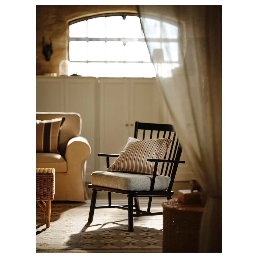 Кресло - IKEA PERSBOL, 69х70х84 см, черный/серый, ПЕРСОБОЛ ИКЕА (изображение №6)