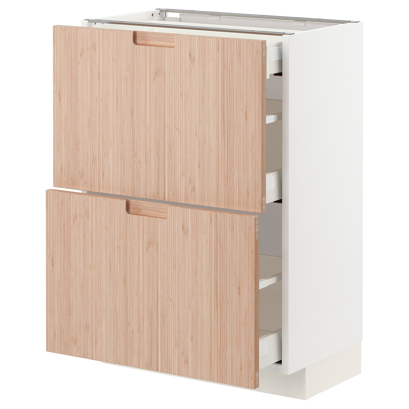 Напольный кухонный шкаф  - IKEA METOD MAXIMERA, 88x39x60см, белый/светлый бамбук, МЕТОД МАКСИМЕРА ИКЕА
