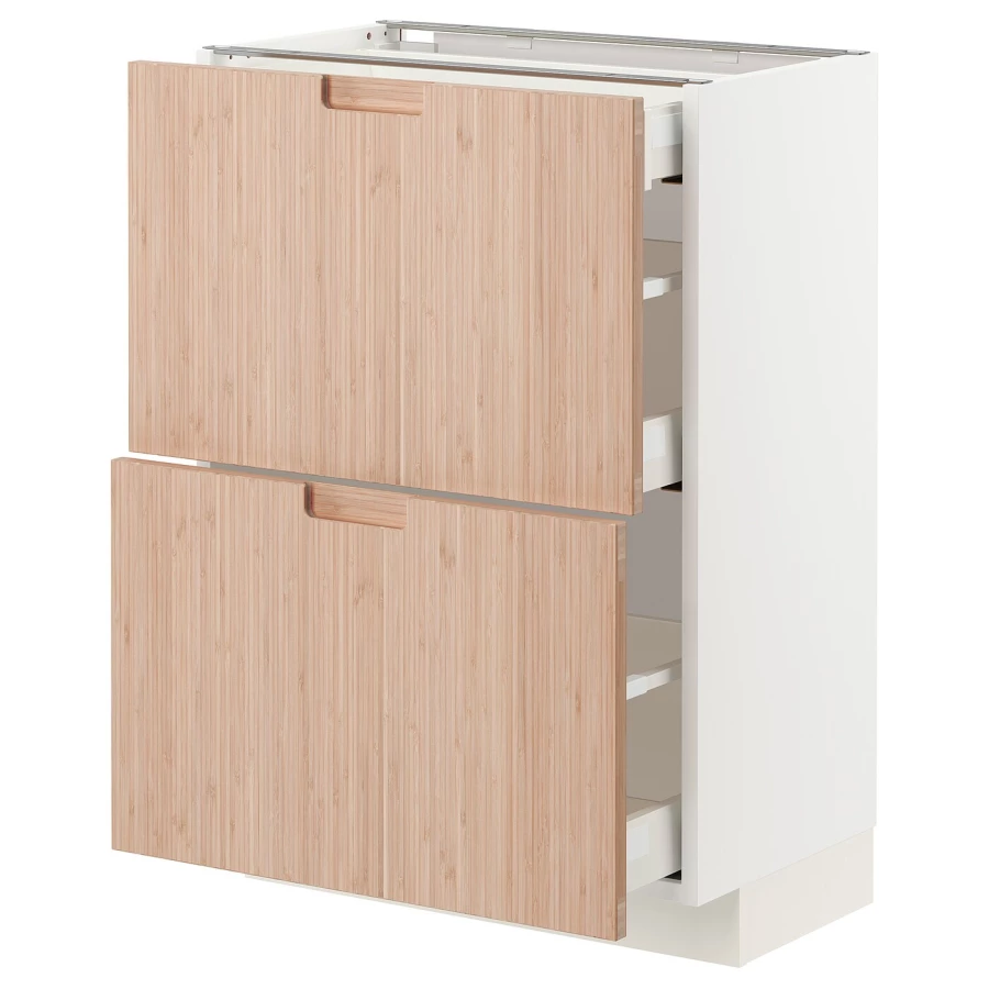 Напольный кухонный шкаф  - IKEA METOD MAXIMERA, 88x39x60см, белый/светлый бамбук, МЕТОД МАКСИМЕРА ИКЕА (изображение №1)