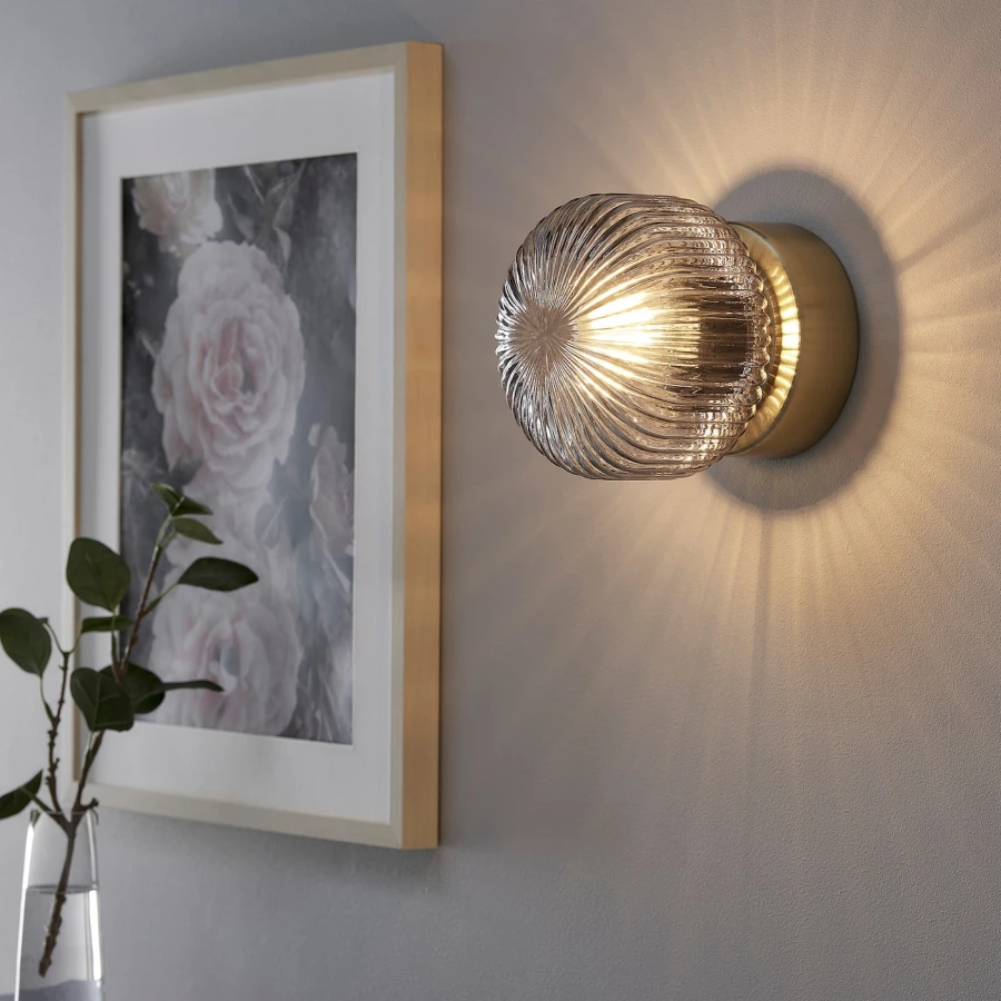 Настенный светильник -  SOLKLINT IKEA/ СОЛКЛИНТ ИКЕА, 16 см, стекло (изображение №2)