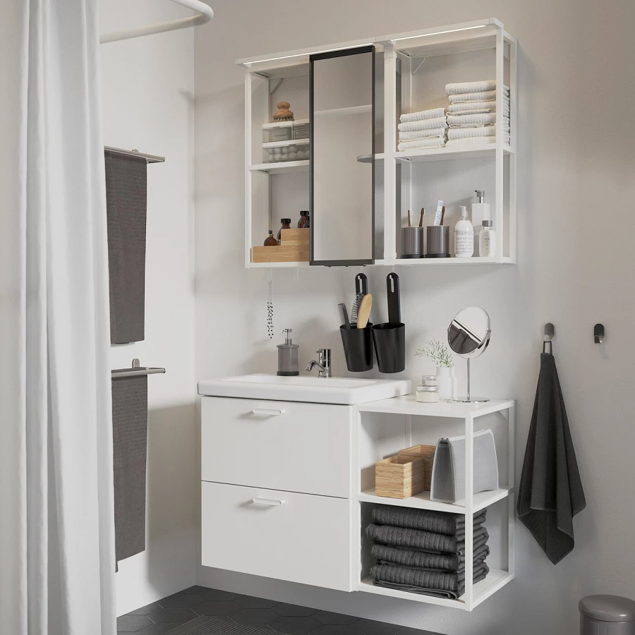 Комбинация для ванной - IKEA ENHET, 102х43х65 см, белый, ЭНХЕТ ИКЕА (изображение №2)