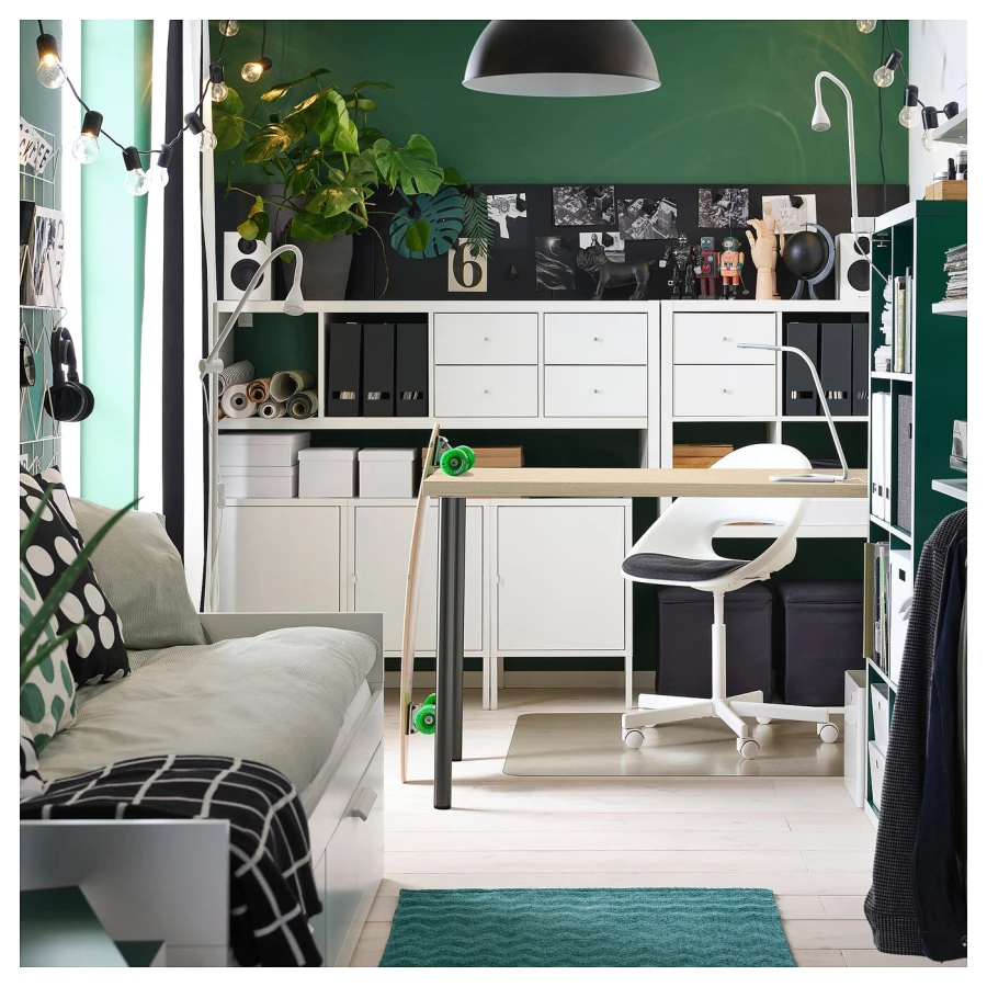 Письменный стол - IKEA MITTCIRKEL/ADILS, 120х60 см, сосна/темно-серый, МИТЦИРКЕЛЬ/АДИЛЬС ИКЕА (изображение №4)