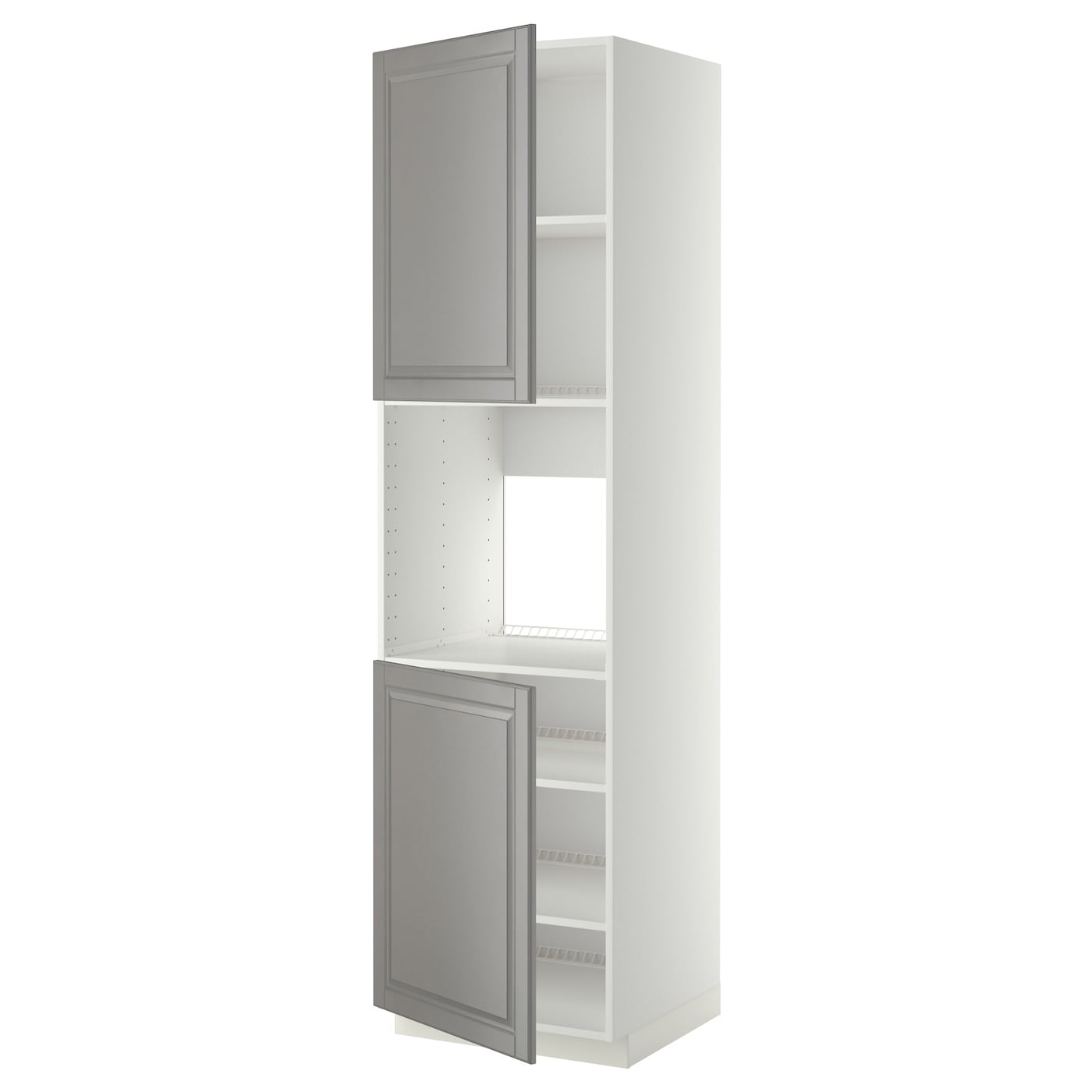 Высокий кухонный шкаф с полками - IKEA METOD/МЕТОД ИКЕА, 220х60х60 см, белый/серый