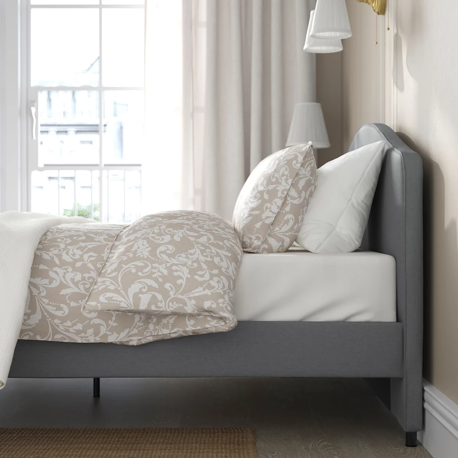 Комбинация мебели для спальни - IKEA HAUGA, 200x140см, серый/светло-серый, ХАУГА ИКЕА (изображение №3)