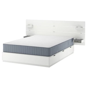 Каркас кровати с контейнером и матрасом - IKEA NORDLI, белый, НОРДЛИ ИКЕА