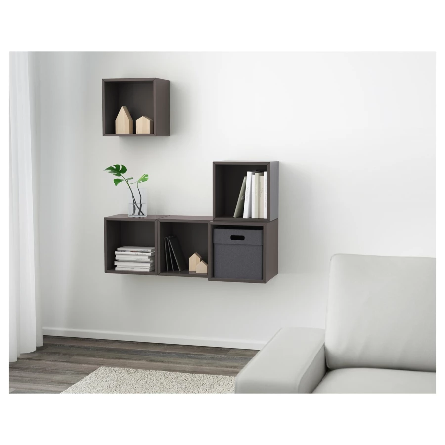 Комбинация навесных шкафов - IKEA EKET, темно-серый, 105x35x120 см, ЭКЕТ ИКЕА (изображение №2)