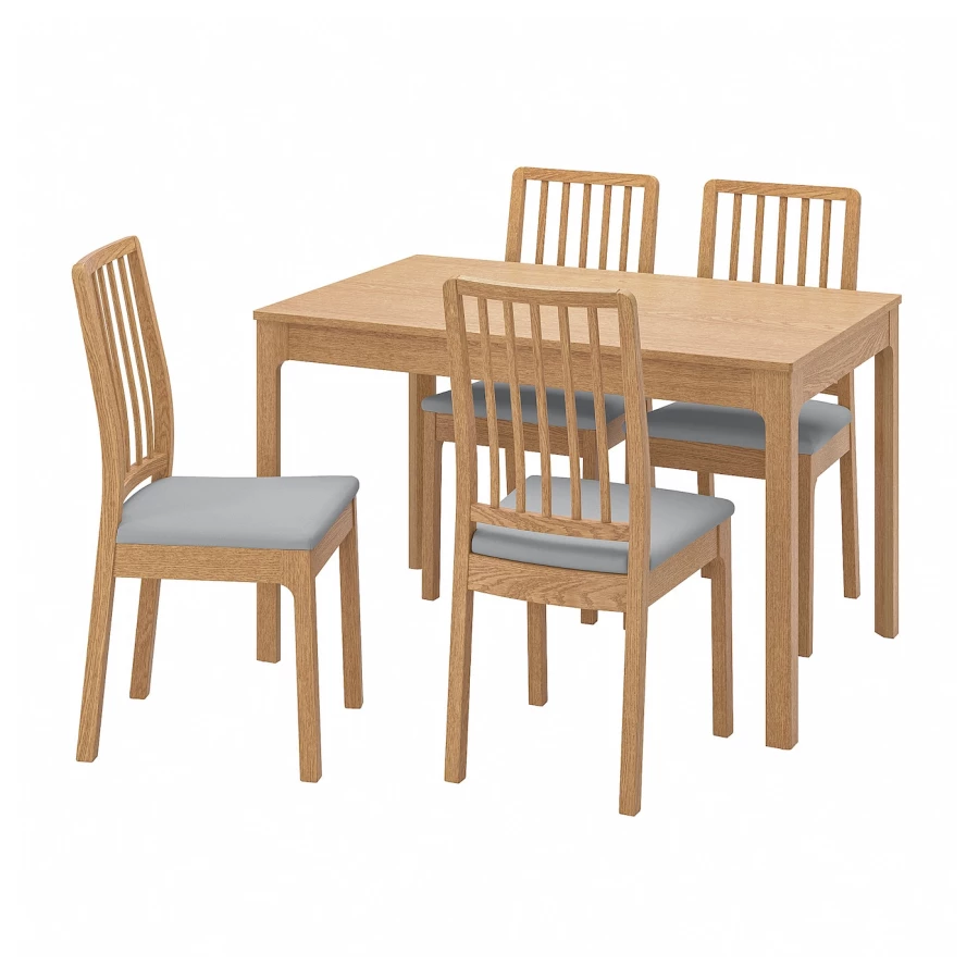 Стол и 4 стула - IKEA EKEDALEN/ЭКЕДАЛЕН ИКЕА, 120/180х80 см, дуб/серый (изображение №1)