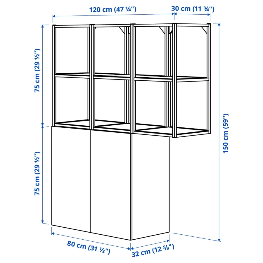 Комбинация для ванной - IKEA ENHET, 120х32х150 см, белый/имитация дуба, ЭНХЕТ ИКЕА (изображение №5)