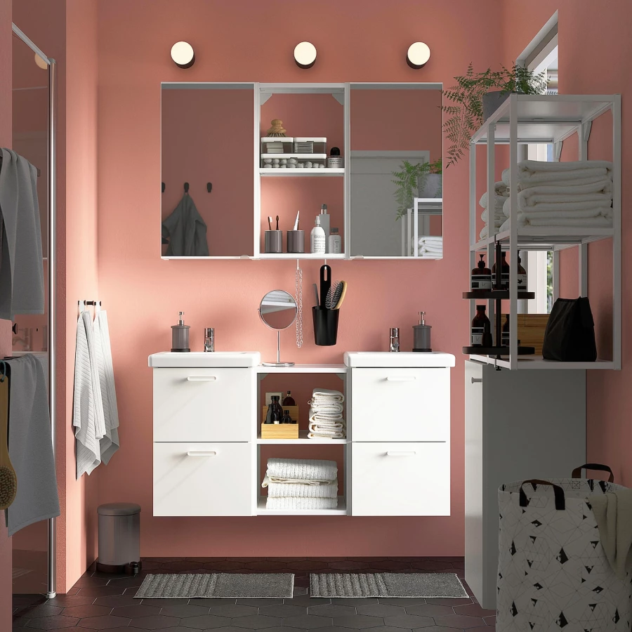 Комбинация для ванной - IKEA ENHET, 80х32х150 см, белый, ЭНХЕТ ИКЕА (изображение №4)