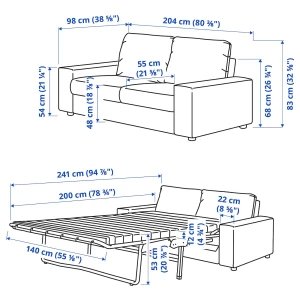 2-местный диван с широкими подлокотниками/Гуннаред средний серый - IKEA VIMLE, 98x204см, серый, ВИМЛЕ ИКЕА