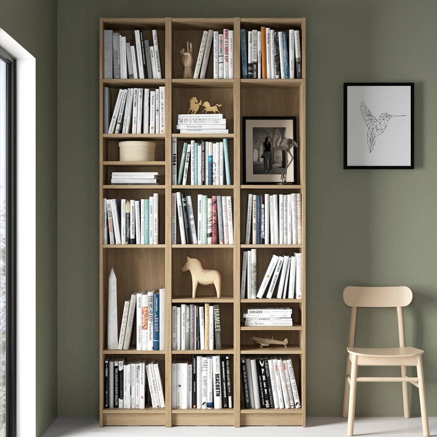 Книжный шкаф -  BILLY IKEA/ БИЛЛИ ИКЕА, 120х28х237 см,под беленый дуб (изображение №4)