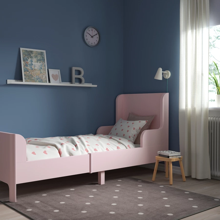 Кровать одноярусная - IKEA BUSUNGE/БУСУНГЕ ИКЕА, 80x200 см, розовый (изображение №3)