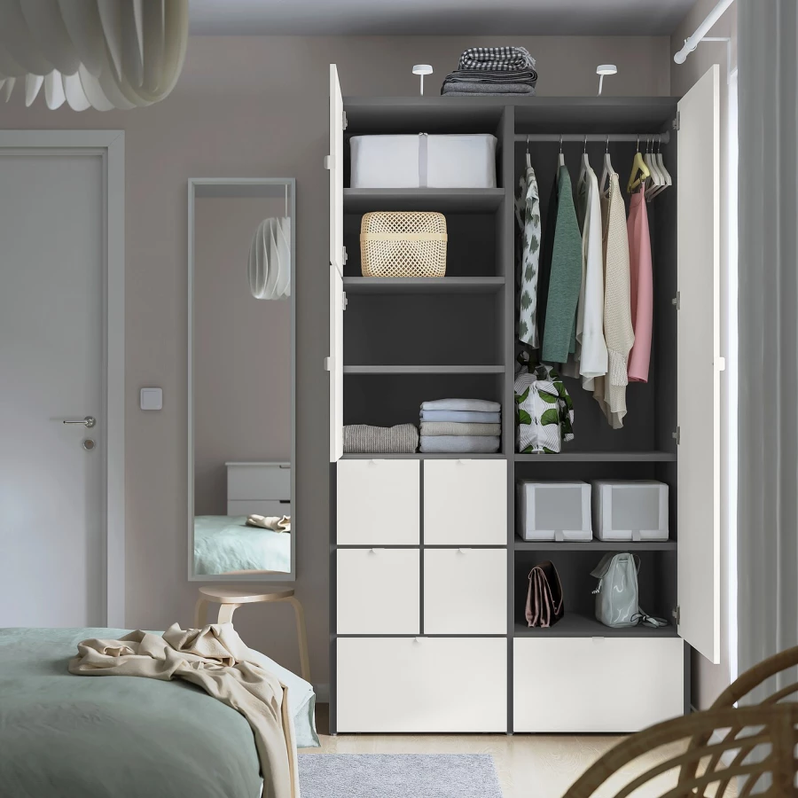 Платяной шкаф  - VIHALS IKEA/ ВИХАЛС ИКЕА, 122x59x216 см, белый (изображение №3)