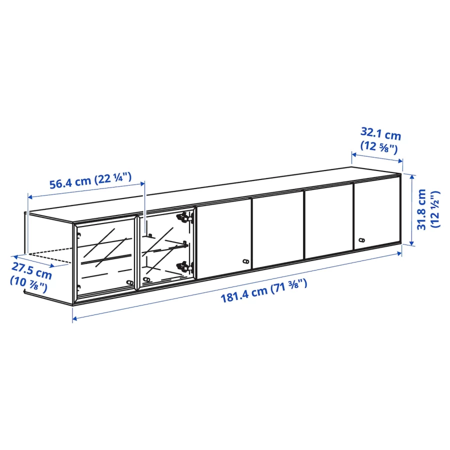 Полка настенная - IKEA BOASTAD/БОАСТАД ИКЕА, 181х32х32 см, черный/бежевый (изображение №4)