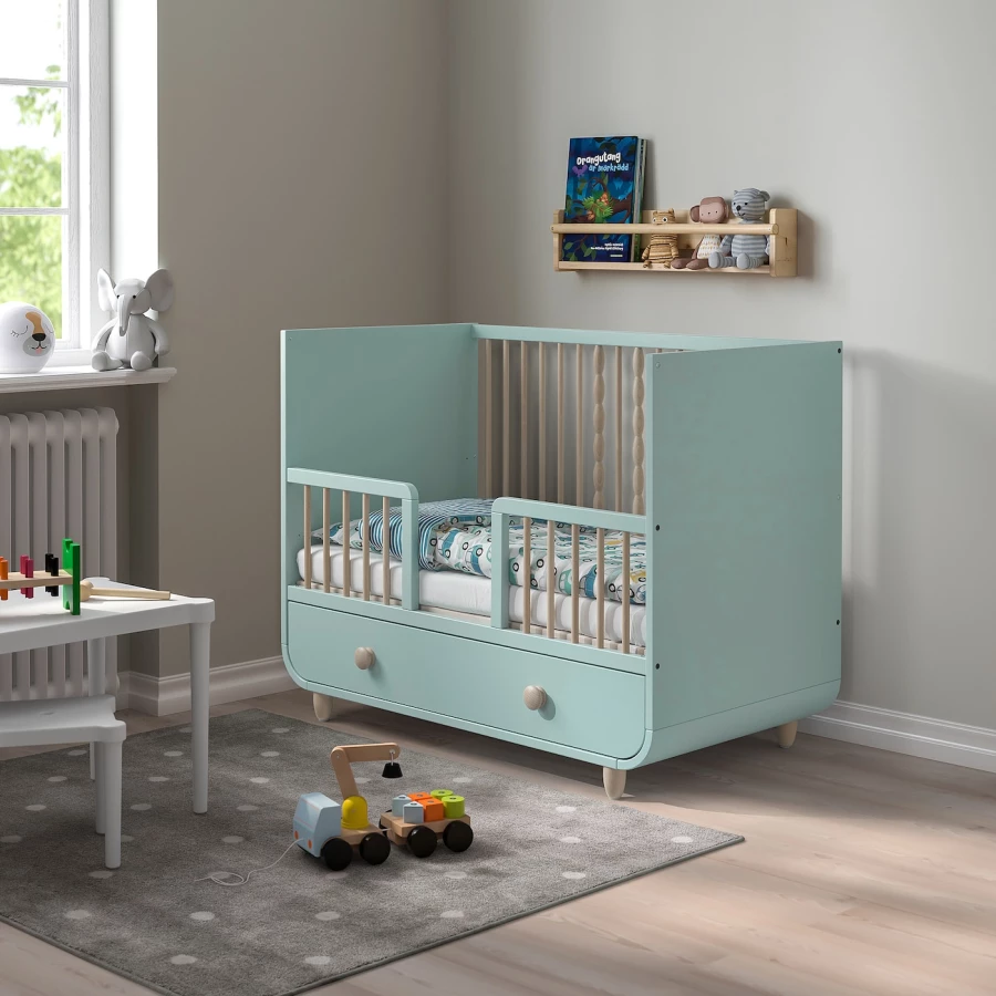Кровать для новорожденных - IKEA MYLLRA, 60x120 см, голубой, МИЛЛРА  ИКЕА (изображение №4)