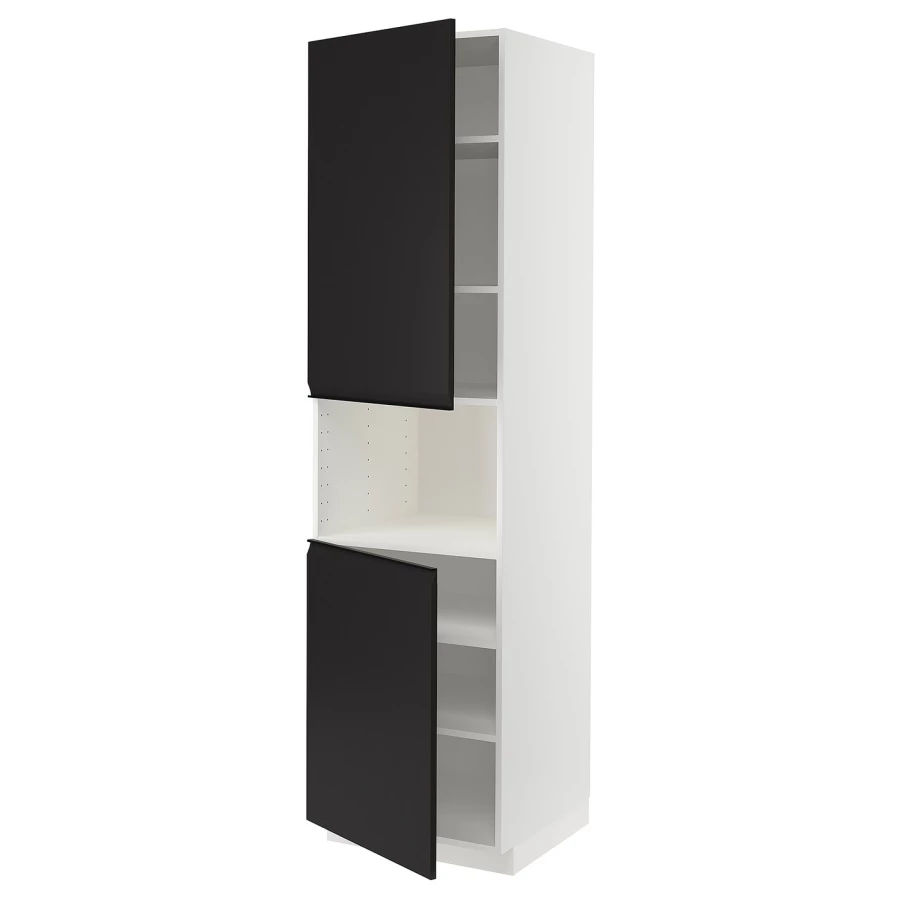 Высокий шкаф - IKEA METOD/МЕТОД ИКЕА, 220х60х60 см, белый/черный (изображение №1)