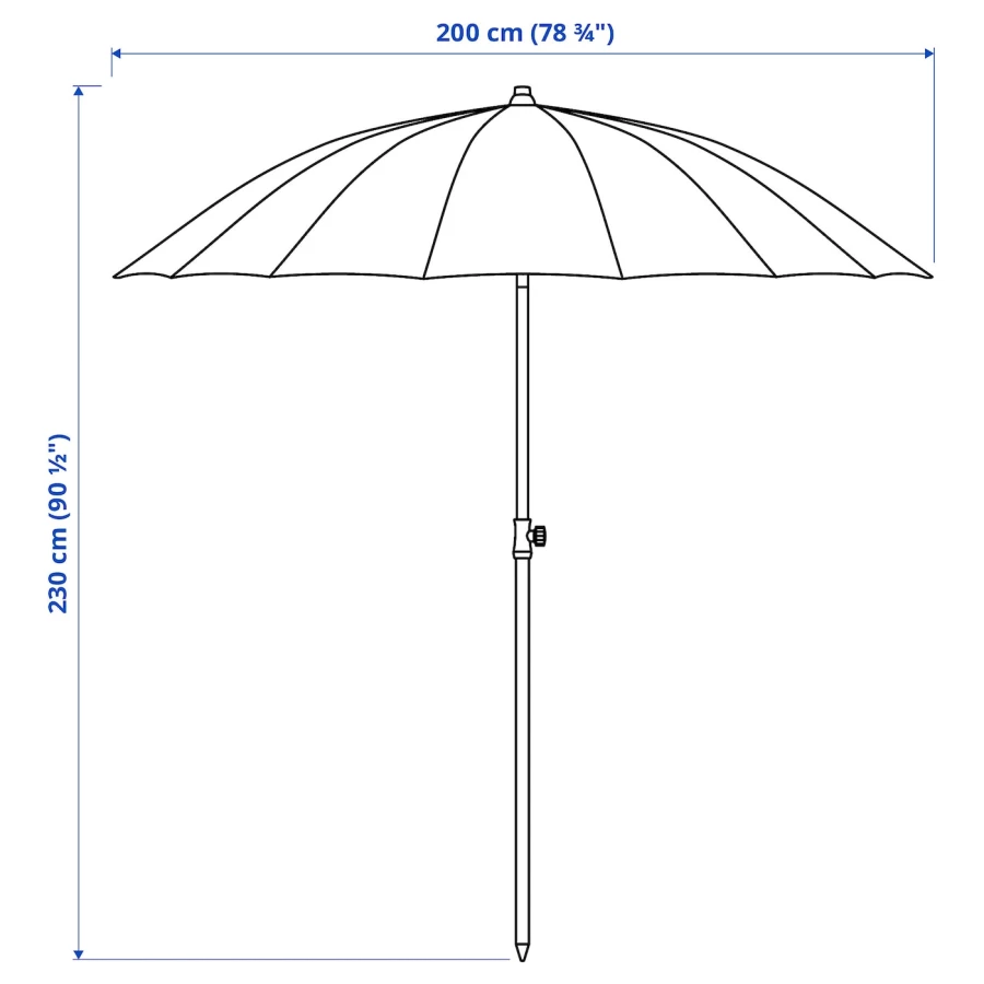 Зонт - SAMSÖ / SAMSО IKEA/  САМСО ИКЕА,  200 см, бежевый (изображение №6)