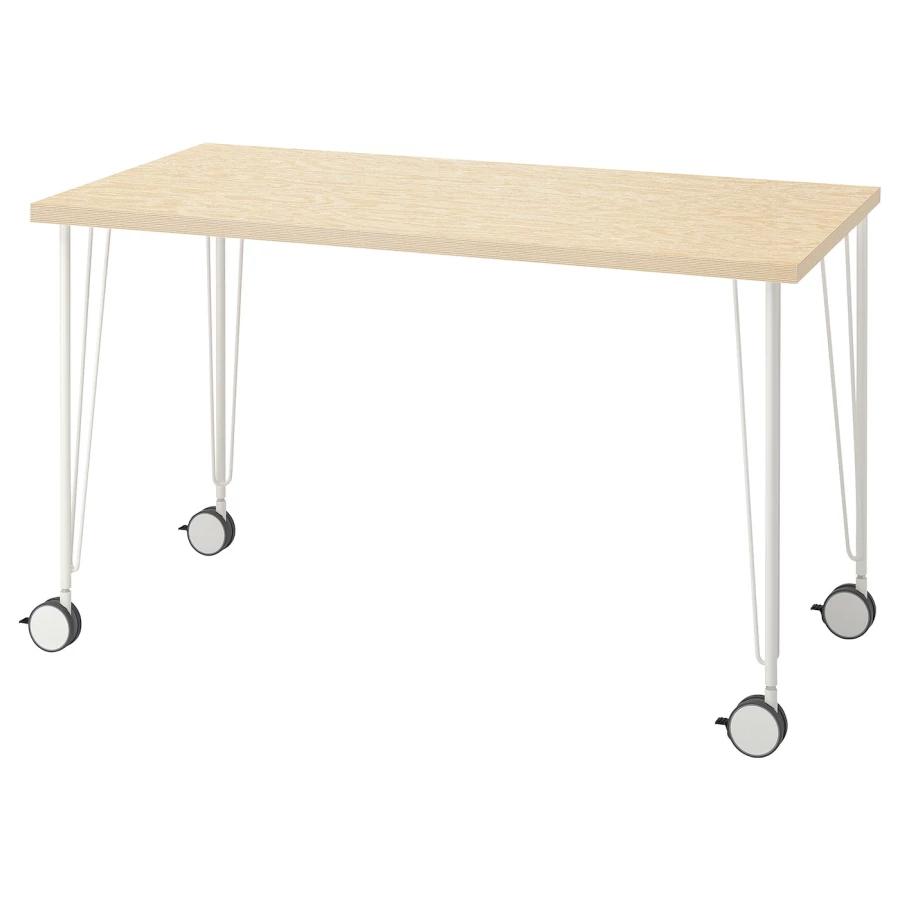 Письменный стол - IKEA MITTCIRKEL/KRILLE/МИТЦИРКЕЛЬ/КРИЛЛЕ ИКЕА, 120х60 см, сосна/белый (изображение №1)