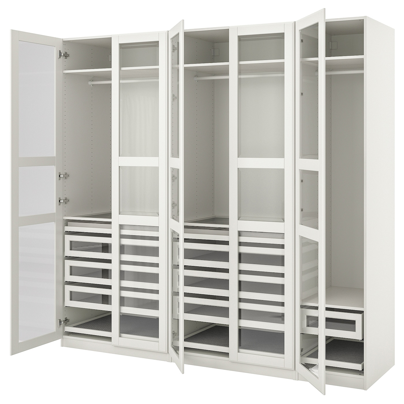Гардероб - IKEA PAX/TYSSEDAL/ПАКС/ТИССЕДАЛЬ ИКЕА, 250x60x236 см, белый / из белого стекла