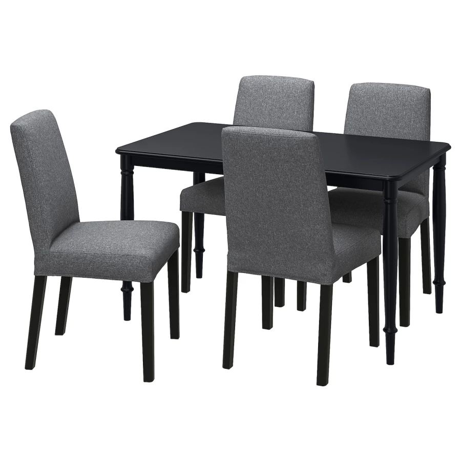 Стол и 4 стула - DANDERYD / BERGMUND IKEA/ ДАНДЕРИД/БЕРГМУНД  ИКЕА, 130х80х75 см, черный/серый (изображение №1)