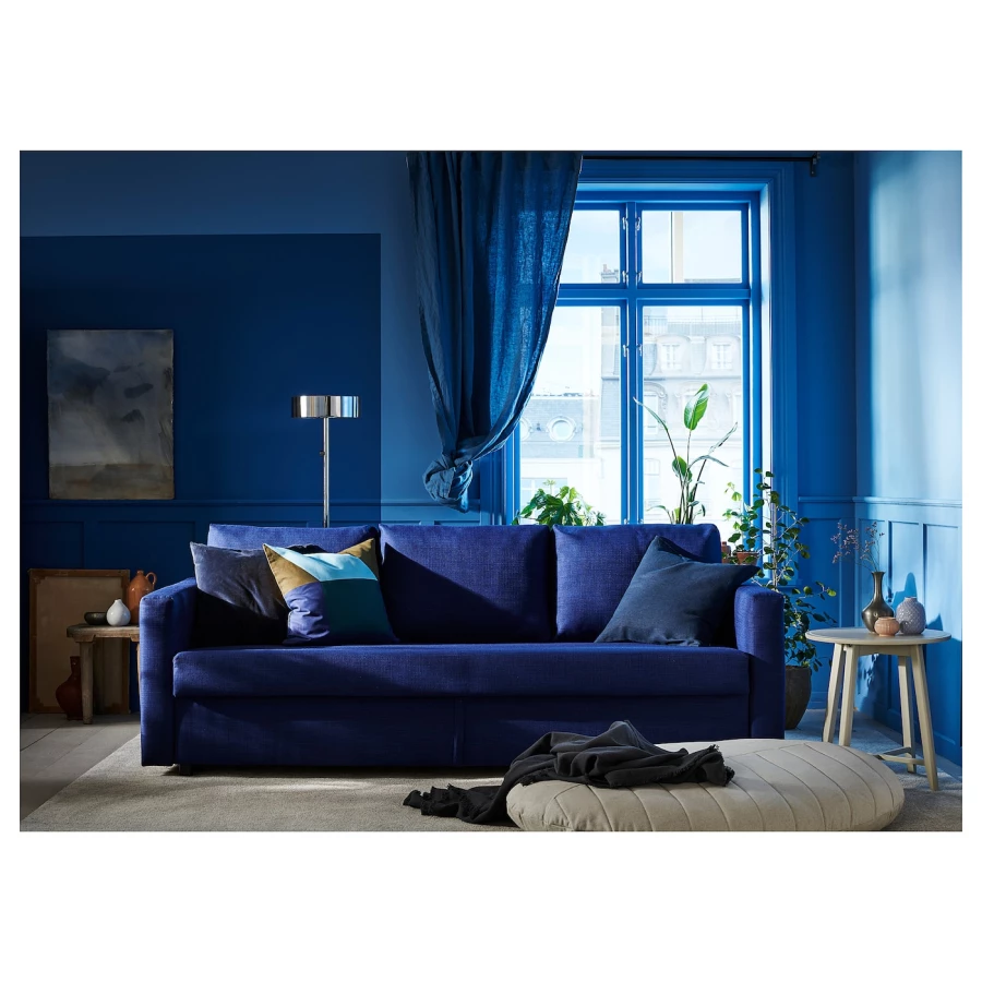 3-местный диван-кровать - IKEA FRIHETEN, 83x105x225см, синий, ФРИХЕТЭН ИКЕА (изображение №7)