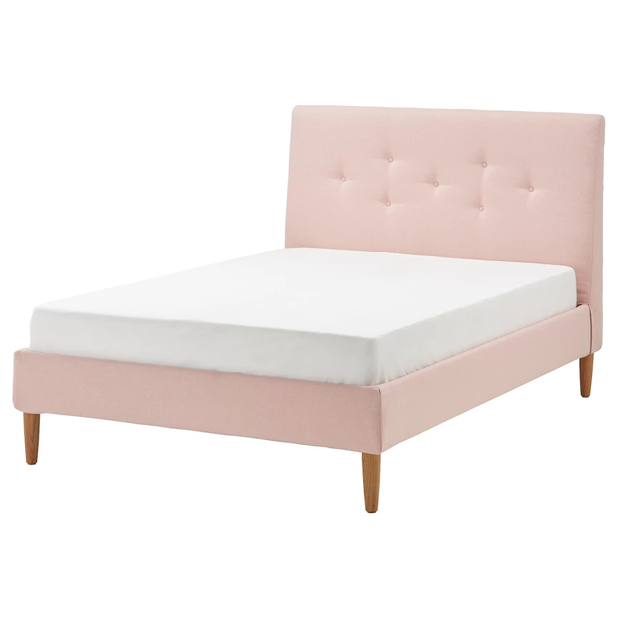 Двуспальная кровать - IKEA IDANÄS/IDANAS, 200х140 см, бледно розовый, ИДАНЭС ИКЕА (изображение №1)