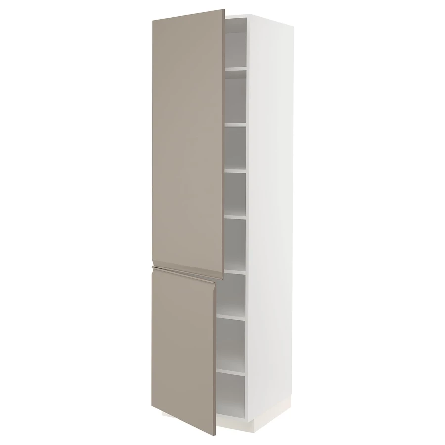 Высокий шкаф - IKEA METOD/МЕТОД ИКЕА, 220х60х60 см, белый/темно-бежевый (изображение №1)