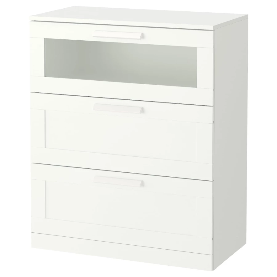 Комод с 3 ящиками - IKEA BRIMNES, 78х95 см, белый, БРИМНЭС/БРИМНЕС ИКЕА (изображение №1)