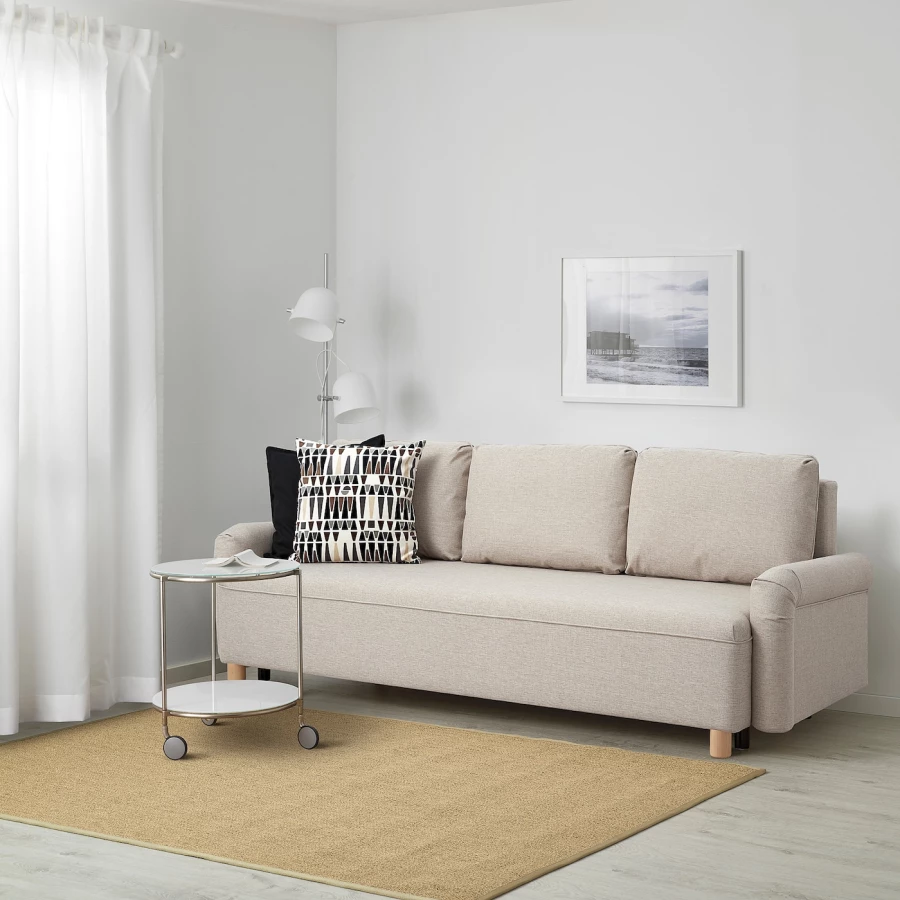 3-местный диван-кровать - IKEA GRIMHULT, 92x236см, бежевый, ГРИМХУЛЬТ ИКЕА (изображение №3)