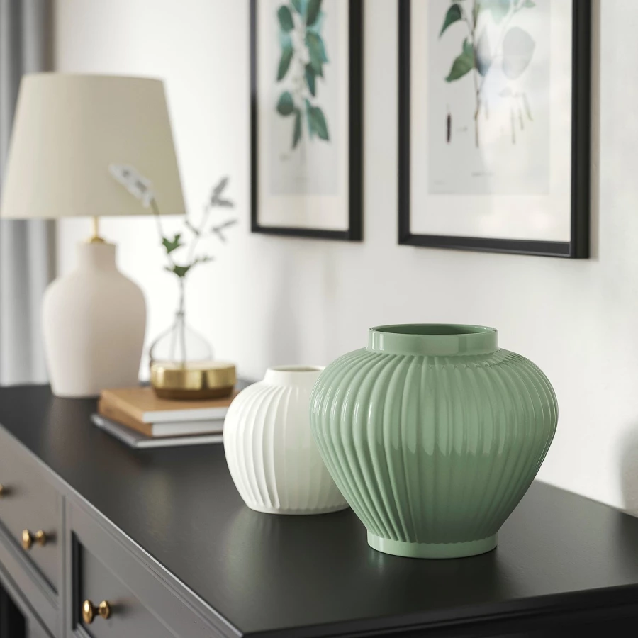 Ваза IKEA PELARBJÖRK / ПЕЛАРБЬОРК ИКЕА , 20 см, зелёный (изображение №2)