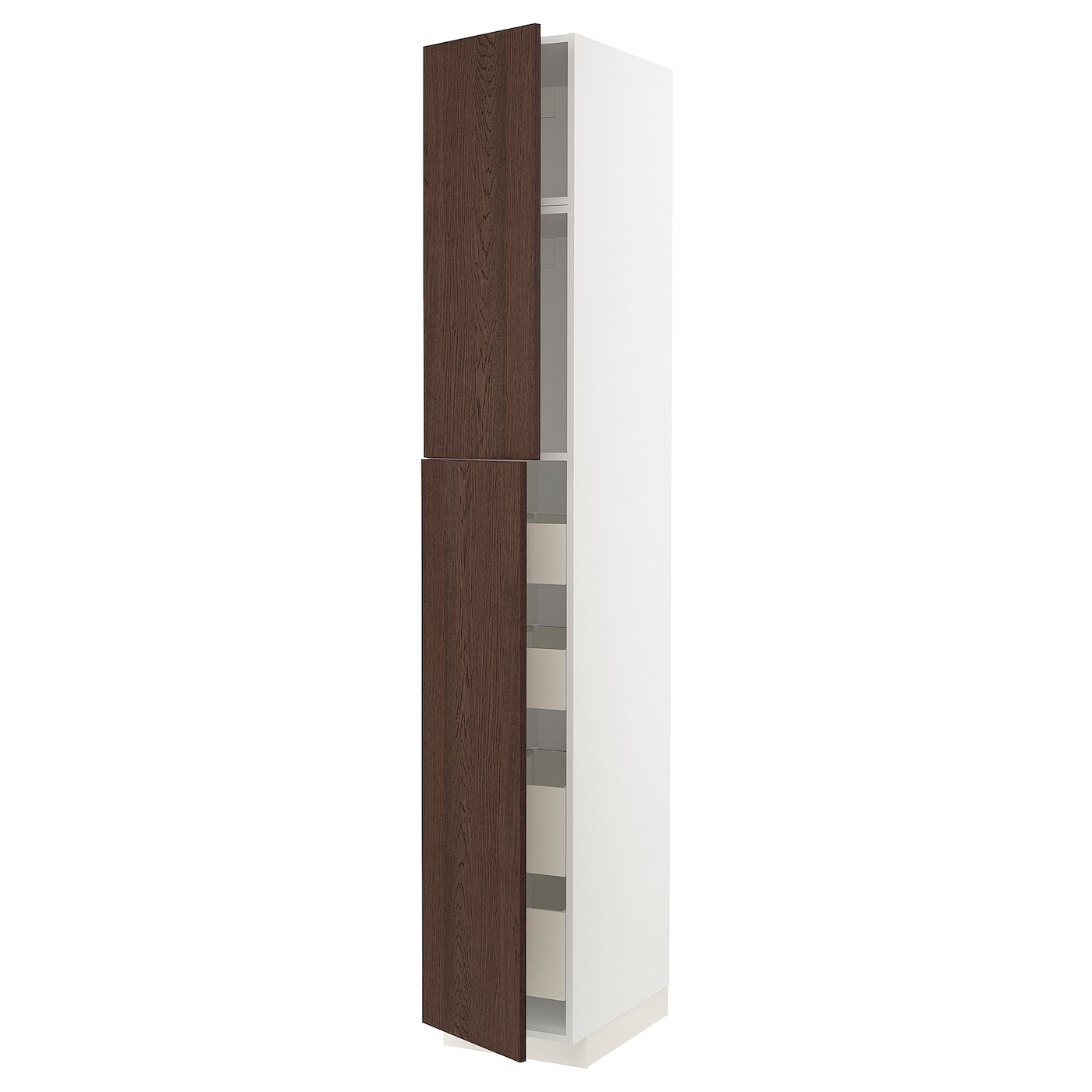 Высокий шкаф - IKEA METOD/MAXIMERA/МЕТОД/МАКСИМЕРА ИКЕА, 220х60х40 см, белый/коричневый
