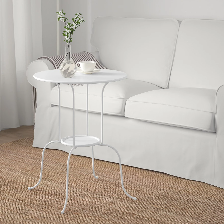 Столик придиванный - IKEA LINDVED/ ЛИНДВЕД ИКЕА, 68х50 см, белый (изображение №3)