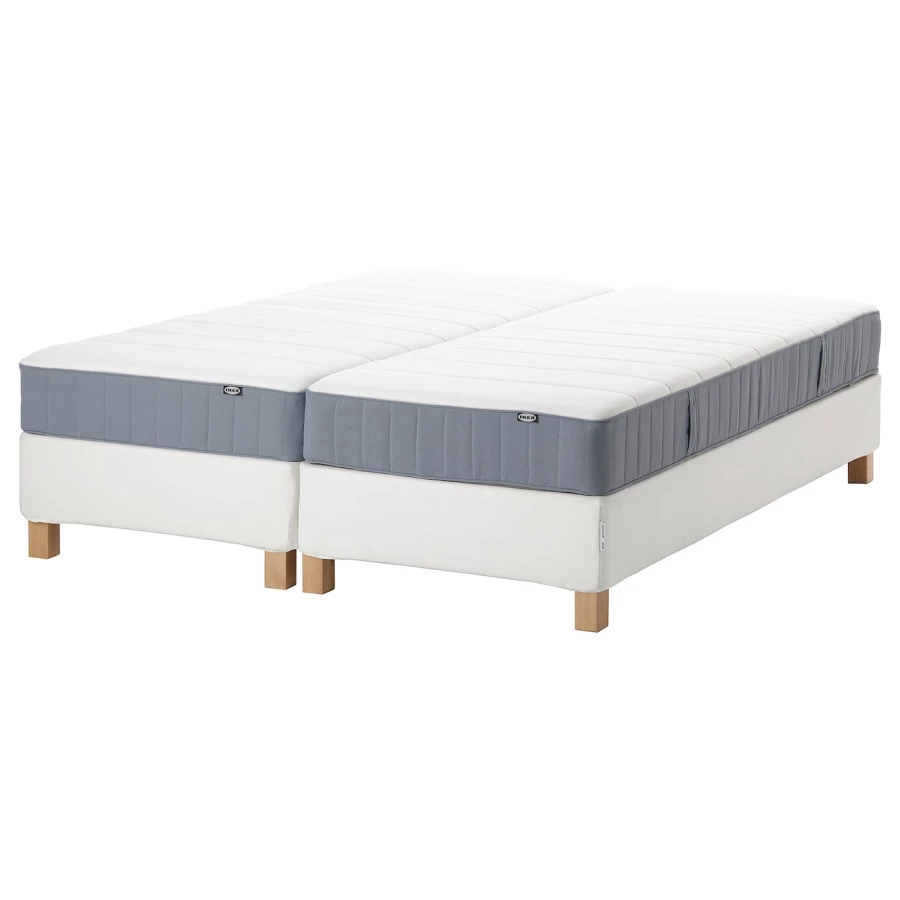 Континентальная кровать - IKEA ESPEVÄR/VESTERÖY/ESPEVAR/VESTEROY, 200х160 см, матрас средне-жесткий, белый, ЭСПЕВАР/ВЕСТЕРОЙ ИКЕА (изображение №1)