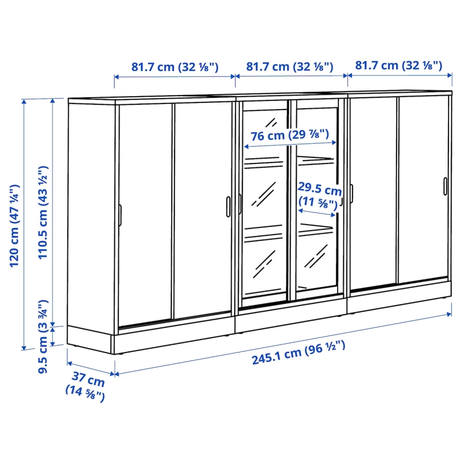 Комбинация с раздвижными дверями - IKEA TONSTAD/ТОНСТАД ИКЕА, 245х37х120 см, светло-коричневый (изображение №3)