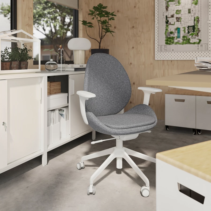 Офисный стул IKEA HATTEFJÄLL/HATTEFJALL, 68x68x114см, серый, ХАТТЕФЬЕЛЛЬ ИКЕА (изображение №3)