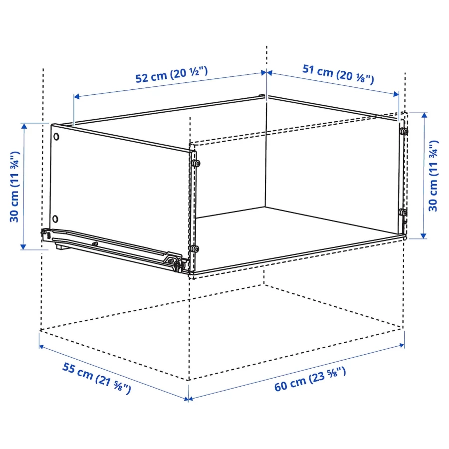 Ящик без фасада - IKEA KONSTRUERA/КОНСТРУЕРА ИКЕА, 30х51х52 см, белый (изображение №2)