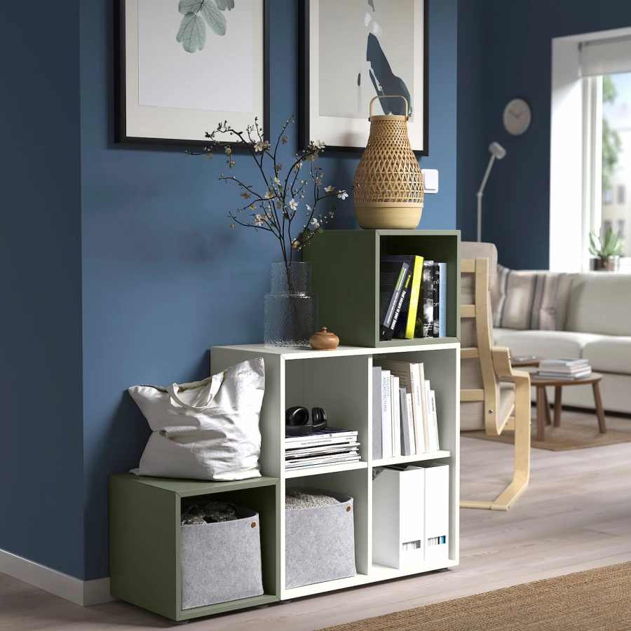 Комбинация для хранения - EKET IKEA/ ЭКЕТ ИКЕА,  107х105х70 см,  белый/зеленый (изображение №2)