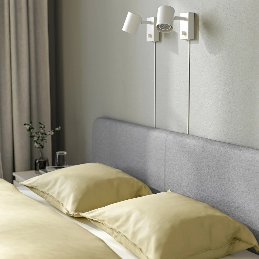 Двуспальная кровать - IKEA SLATTUM, 200х140 см, светло-серый, СЛАТТУМ ИКЕА (изображение №6)