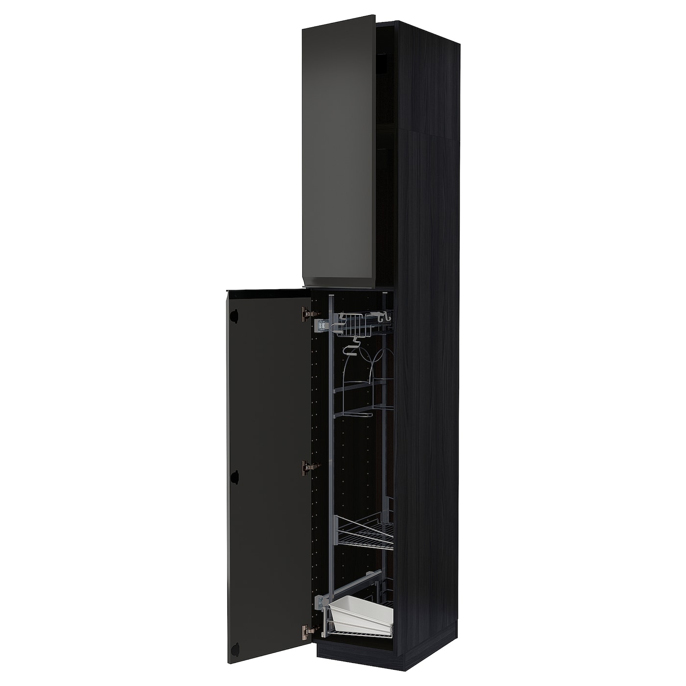 Высокий шкаф/бытовой - IKEA METOD/МЕТОД ИКЕА, 240х60х40 см, черный