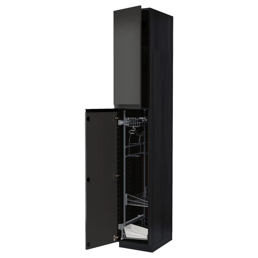 Высокий шкаф/бытовой - IKEA METOD/МЕТОД ИКЕА, 240х60х40 см, черный (изображение №1)