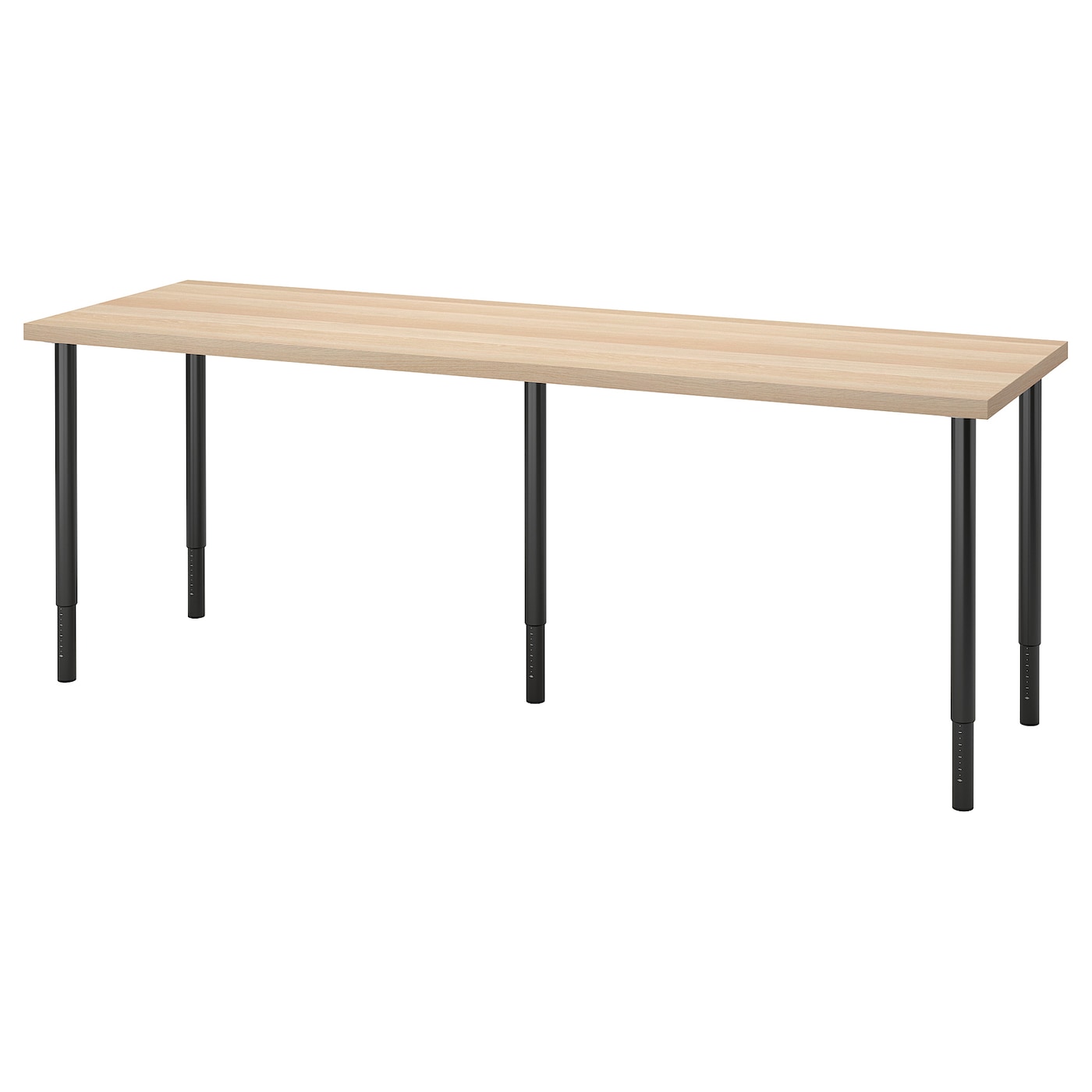 Письменный стол - IKEA LAGKAPTEN/OLOV, 200х60х63-93 см, под беленый дуб/черный, ЛАГКАПТЕН/ОЛОВ ИКЕА