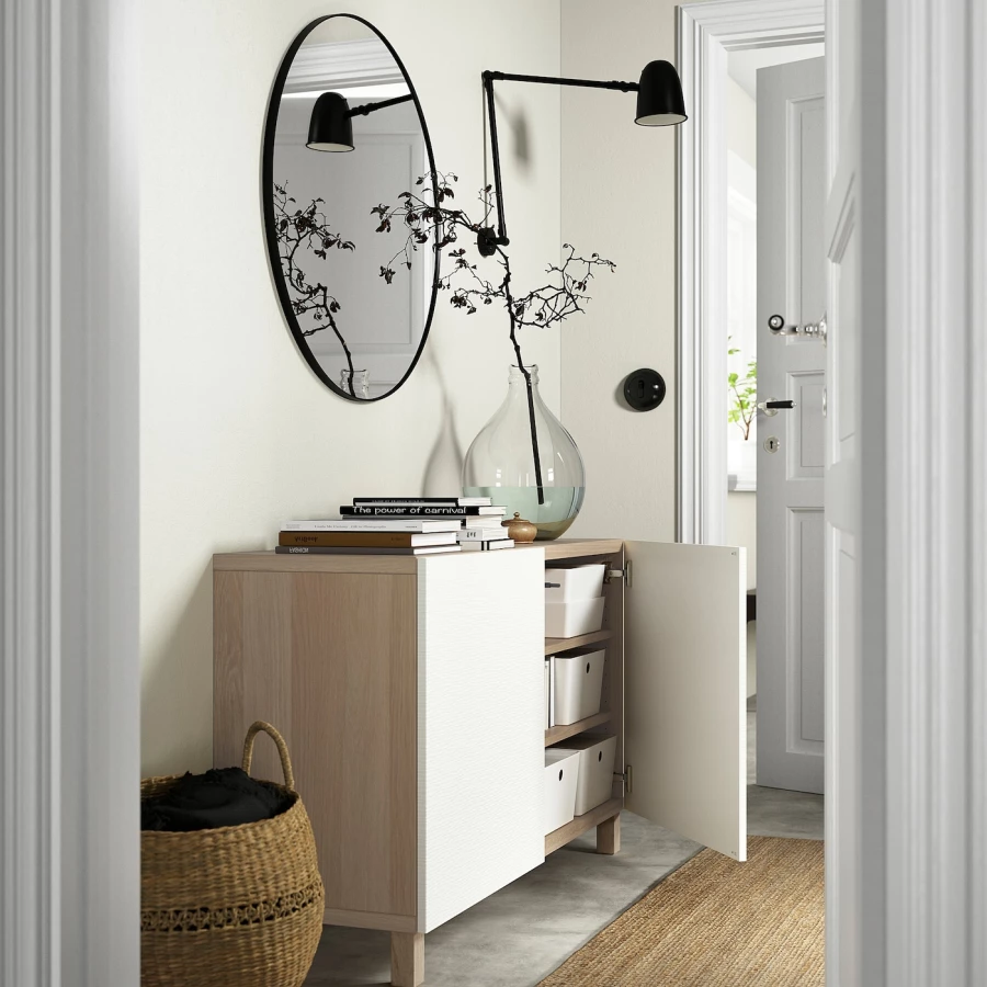 Комбинация для хранения - BESTÅ/ BESTА IKEA/ БЕСТА/БЕСТО ИКЕА, 120х74 см, белый/бежевый (изображение №2)
