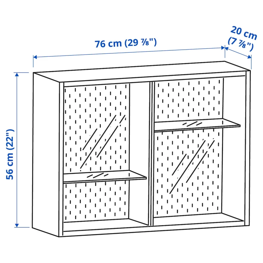 Комбинация шкафа со стеклянной дверью и перфорированной панели UPPSPEL IKEA/ УППСПЕЛЬ ИКЕА, 76x56 см , черный (изображение №5)